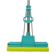 Mr. Fantastic® Profi Wischmop, Doppelwringer Mop mit Super Saugschwamm, 33 cm Wischbreite, Edelstahl Teleskopstiel bis 140 cm Länge