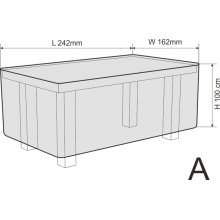 Luxus XXXL Möbel Wetter Schutzhülle, Abdeckung, Cover, Size  8 + 1 Square, 310 x 140 x 100 cm, Farbvariante carbon
