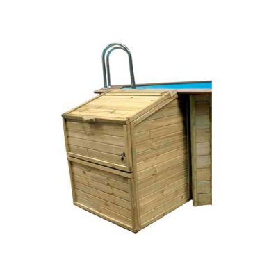 Holzpool Set Tropical Dream 450 Octo, Massivholz Pool 452 x 313 x 120 mit Skimmer, LED Beleuchtung, Badeleiter, Sandfilteranlage, Wrmepumpe und Abdeckung
