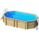 Holzpool Set Tropical Dream 510 Octo, Massivholz Pool 495 x 345 x 120 mit Skimmer, LED Beleuchtung, Badeleiter, Sandfilteranlage, Wärmepumpe und Abdeckung