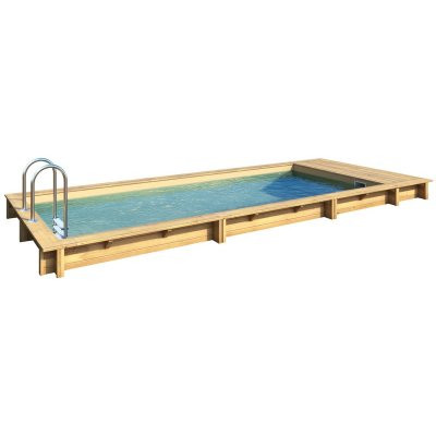 POOL N BOX SUPERSTAR - DER CLEVERE POOL, Massivholz Pool 610 x 237  x 133 cm  mit Skimmer, Badeleiter, Sandfilteranlage, Wrmepumpe