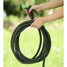 Flexibler Gartenschlauch MAGIC FleXx, 10 > 30 Meter, carbon/green, inkl. 8 in 1 Düse mit Feststellfunktion