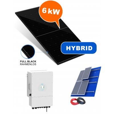 6.000 Watt Design Hybrid Solaranlage, Full Black Basisset, dreiphasig inkl. Wechselrichter und Montagematerial
